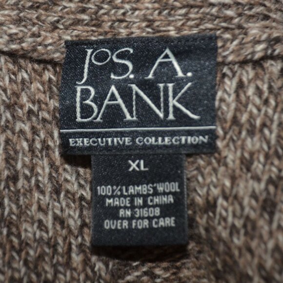 Jos. A. Bank Mens Brown Shawl Collar Cardigan Sweater XL Lambs Wool Grandpa - Picture 6 of 7